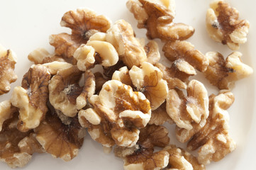 Macro of shelled fresh walnuts