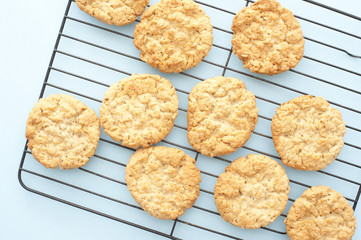 oatmeal cookies cooling on a rack