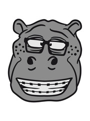 head, face, nerd geek hornbrille clever clever pimple freak zahnspange funny hippopotamus thick large comic cartoon