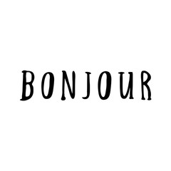 Hand drawn bonjour phrase