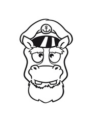 head face seaman captain boat ship deck cap anchor sailing dick funny comic cartoon sweet little cute baby hippo happy child