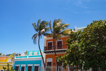 Historic buildings in Old San Juan, Puerto Rico.
