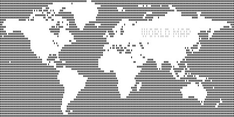 Fototapeta premium World Map - Negative Dot (3x8px) 