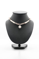 beautiful and luxury necklace on jewelry stand neck
