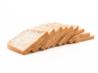 Fototapeta na wymiar whole wheat bread on white