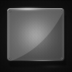 set 8. glass on black metallic mesh wall.