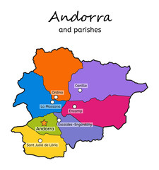 Andorra administrative map with parishes