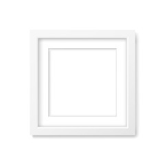 Fototapeta premium Square realistic white frame with passe-partout mockup