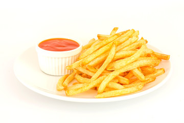 French fries with ketchup on plate