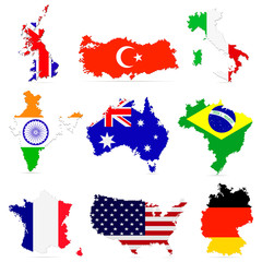 Creative set of countries maps vector illustration