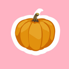 Halloween pumpkins - stickers on pink background