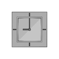 Square clock icon in black monochrome style isolated on white background. Time symbol. Vector illustration