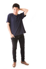 Fototapeta premium Young man isolated on white. Asian male model