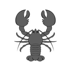 Lobster icon in black monochrome style isolated on white background. Food symbol. Vector illustration