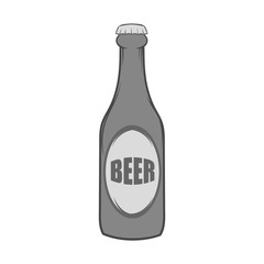 Bottle of beer icon in black monochrome style isolated on white background. Drink symbol. Vector illustration
