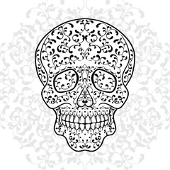 Hand drawn sugar skull. Dia de los Muertos vector illustration.