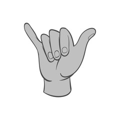 Obraz premium Gesture shaka icon in black monochrome style isolated on white background. Gestural symbol. Vector illustration