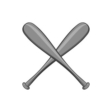 Baseball bat icon in black monochrome style isolated on white background. Sport symbol. Vector illustration