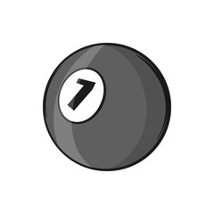 Billiard ball icon in black monochrome style isolated on white background. Sport symbol. Vector illustration