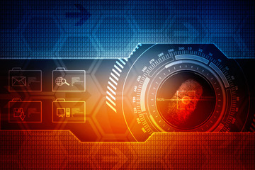 2d illustration Fingerprint Scanning Technology Concept Illustration. Fingerprint Searching Software. Identity Check