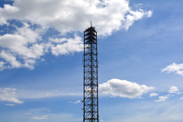 Mobile phone tower. Mobile phone network. Cell site or cell tower, cellular telephone site, electronic communications equipment, radio mast, cellular network digital signal processors.