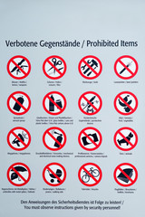 Verbotstafel mit Symbolen © franke 182