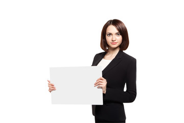 Naklejka premium Business Woman Holding Blank Placard