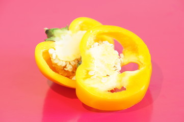 Fototapeta na wymiar Yellow pepper isolated on a colorful background. Vegetables isolated on background.