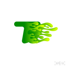 letter T logo,water,splash,waves,green