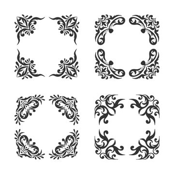 Vintage style square frames collection. Decorative frame set for your design for any holiday 