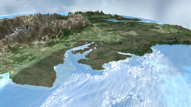 shadow over a digital terrain and digital water bodies