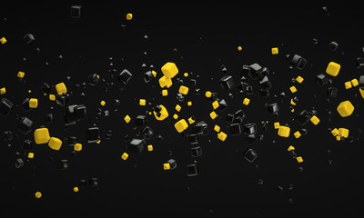 abstract yellow atom nano technology particle background 3d rend