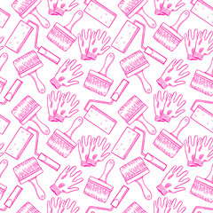 pattern of brushes roller and gloves