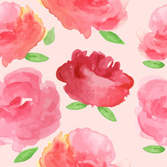 Seamless floral pattern with  watercolor roses
