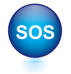 SOS blue circular button
