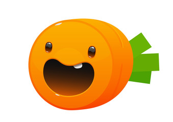 carrot cartoon character bright juicy on a white background