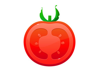 bright juicy tomato cartoon over white background