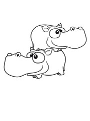 children 2 buddies team brothers sibling comic cartoon design sweet little cute baby hippo happy child