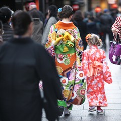 Mother and daughter in Japan