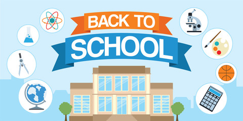 back to school vector illustration with  building