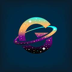Abstract letter G logo with Space logo.Observatory,tourism,galaxy,moon,satellite,alien,Planet,astronaut.Interesting design template for your company logo