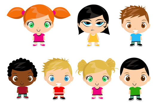 Group of kids vector illustration