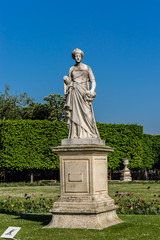 Ancient sculpture in Tuileries garden (1564). Paris, France.