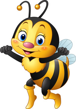 Cartoon happy bee