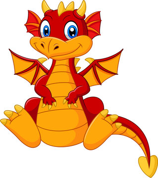 Cartoon baby red dragon