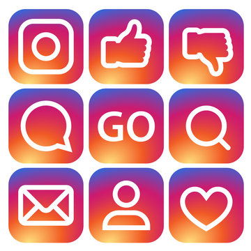 Set of icons in the new logo design with gradient