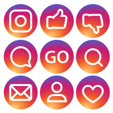 Set of icons in the new logo design with gradient