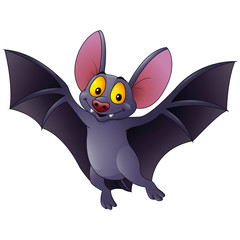 Happy bat cartoon flying