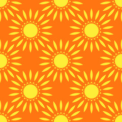 Vector Seamless Yellow Floral Mandala Pattern