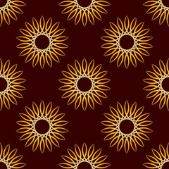 Vector Seamless Gold Floral Mandala Pattern